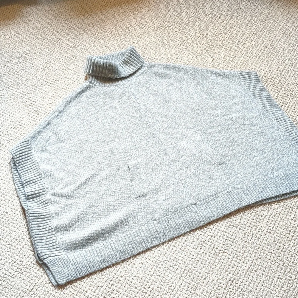 J. Crew Heather Graphite Relaxed Turtleneck Poncho - Size M/L - Picture 6 of 8